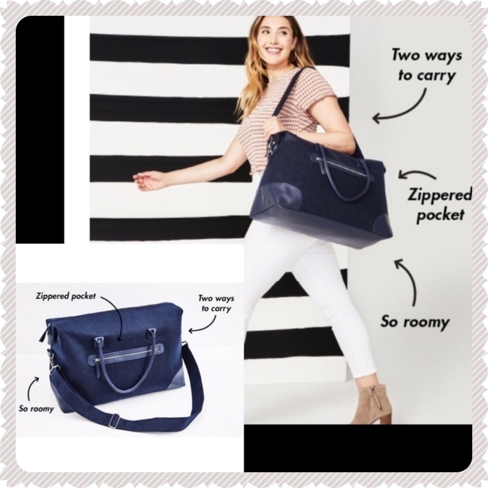 DSW | Navy Blue Felt Weekender Bag NEW